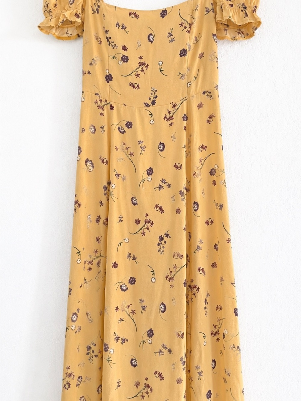 Wilfred Yellow Floral Puff-Sleeve Maxi Dress